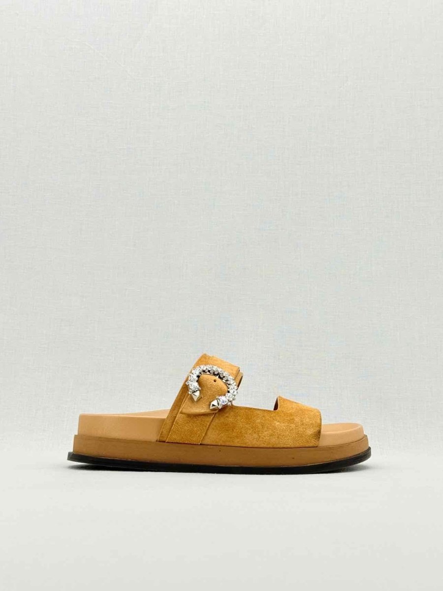 Pre - loved JIMMY CHOO Marga Beige Size EU 38.5 Slides at Reems Closet