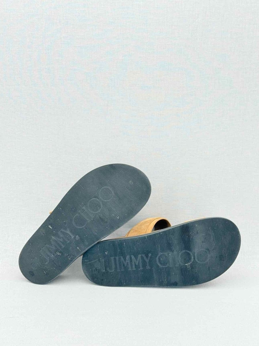 Pre - loved JIMMY CHOO Marga Beige Size EU 38.5 Slides at Reems Closet