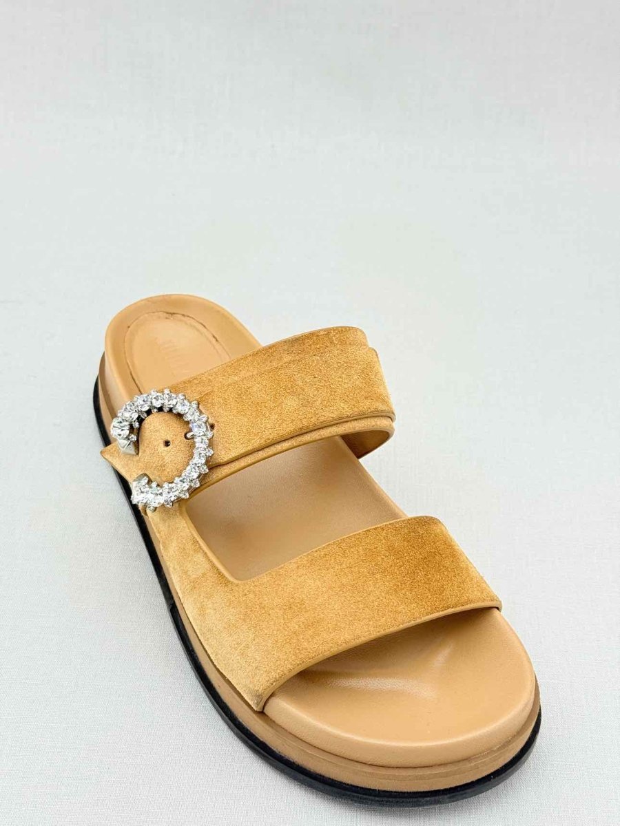 Pre - loved JIMMY CHOO Marga Beige Size EU 38.5 Slides at Reems Closet