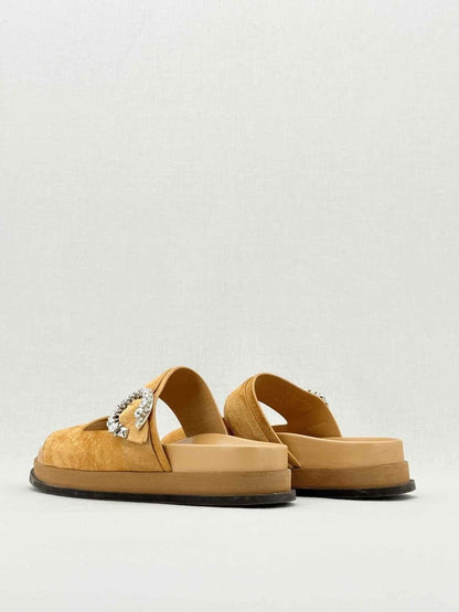 Pre - loved JIMMY CHOO Marga Beige Size EU 38.5 Slides at Reems Closet