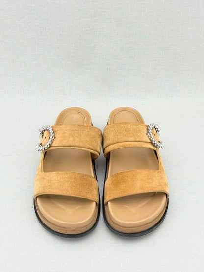 Pre - loved JIMMY CHOO Marga Beige Size EU 38.5 Slides at Reems Closet