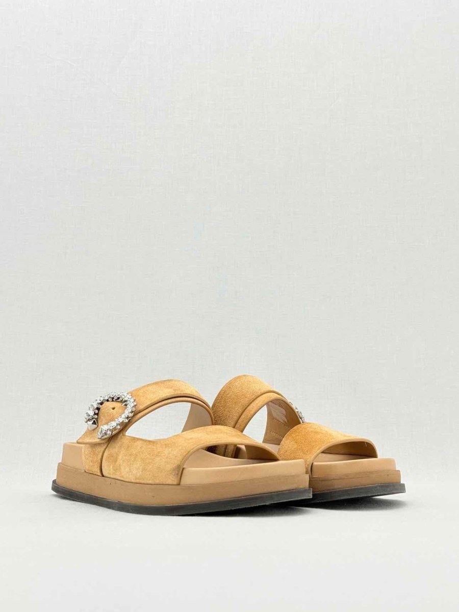 Pre - loved JIMMY CHOO Marga Beige Size EU 38.5 Slides at Reems Closet
