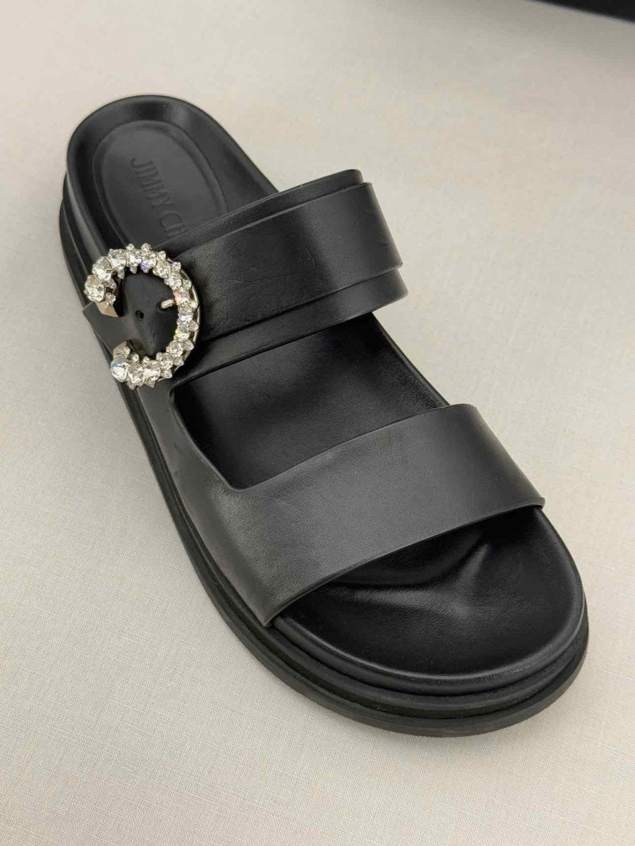 Pre - loved JIMMY CHOO Marga Black Size EU 39 Slides at Reems Closet