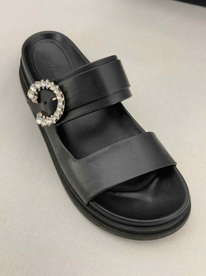 Pre - loved JIMMY CHOO Marga Black Size EU 39 Slides at Reems Closet