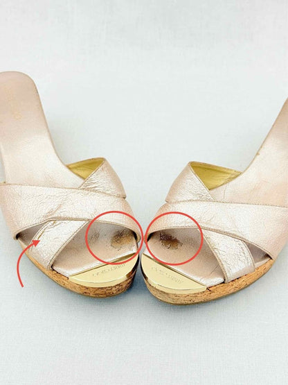 Pre - loved JIMMY CHOO Metallic Gold Size EU 40.5 Wedges at Reems Closet