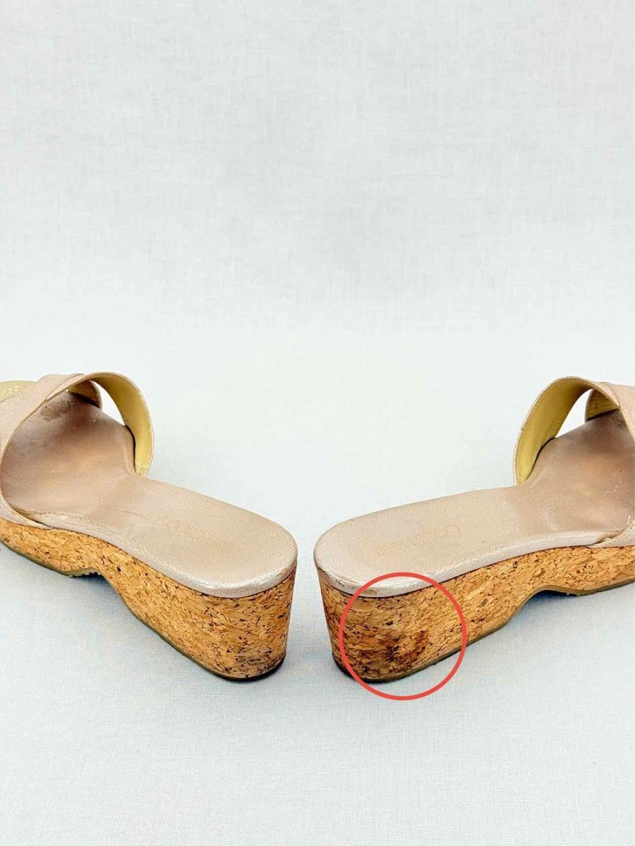 Pre - loved JIMMY CHOO Metallic Gold Size EU 40.5 Wedges at Reems Closet