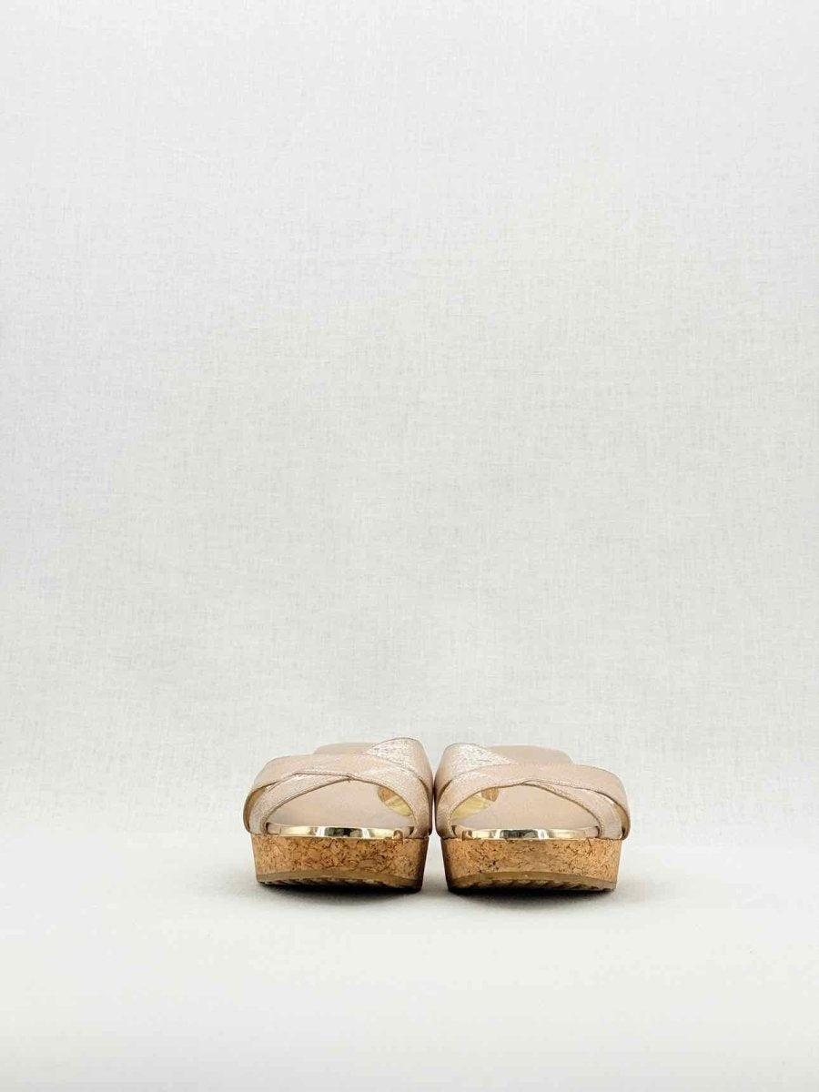 Pre - loved JIMMY CHOO Metallic Gold Size EU 40.5 Wedges at Reems Closet