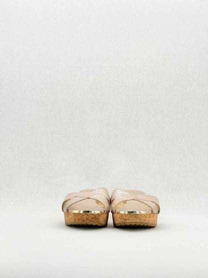 Pre - loved JIMMY CHOO Metallic Gold Size EU 40.5 Wedges at Reems Closet