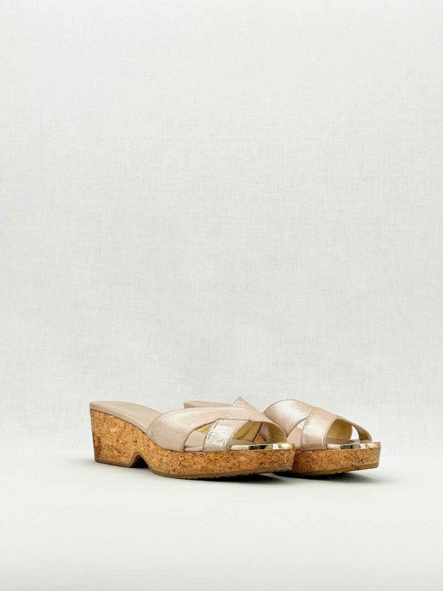 Pre - loved JIMMY CHOO Metallic Gold Size EU 40.5 Wedges at Reems Closet
