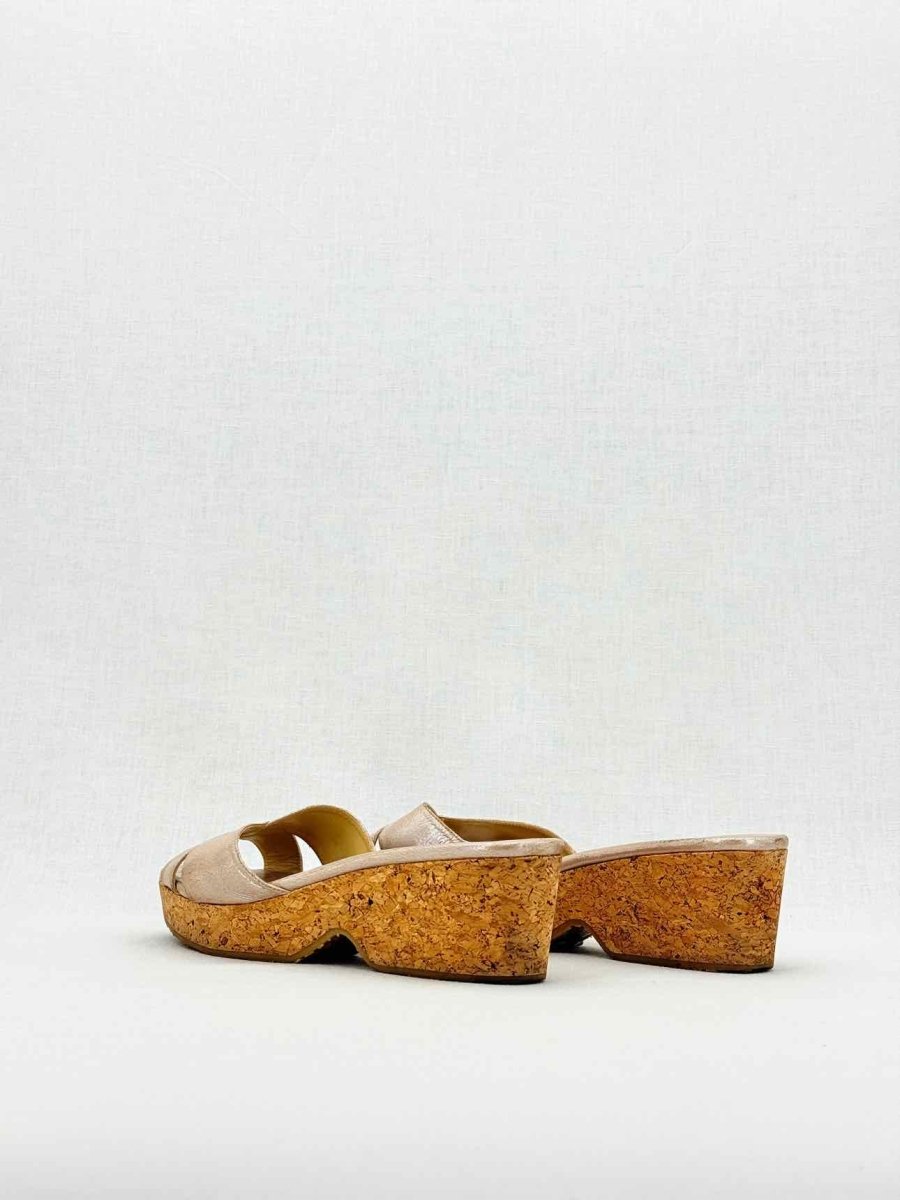 Pre - loved JIMMY CHOO Metallic Gold Size EU 40.5 Wedges at Reems Closet