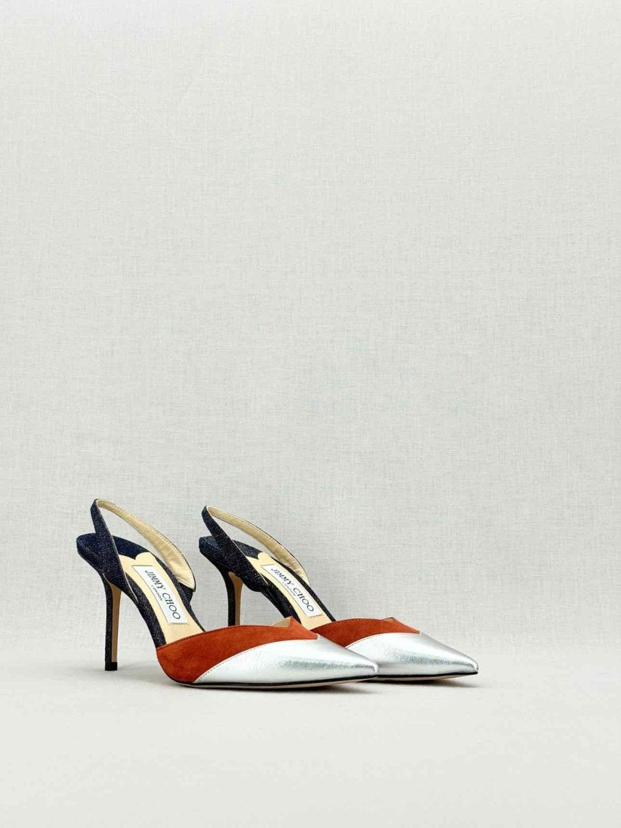 Pre - loved JIMMY CHOO multicolour metallic Size EU 38 Slingbacks at Reems Closet