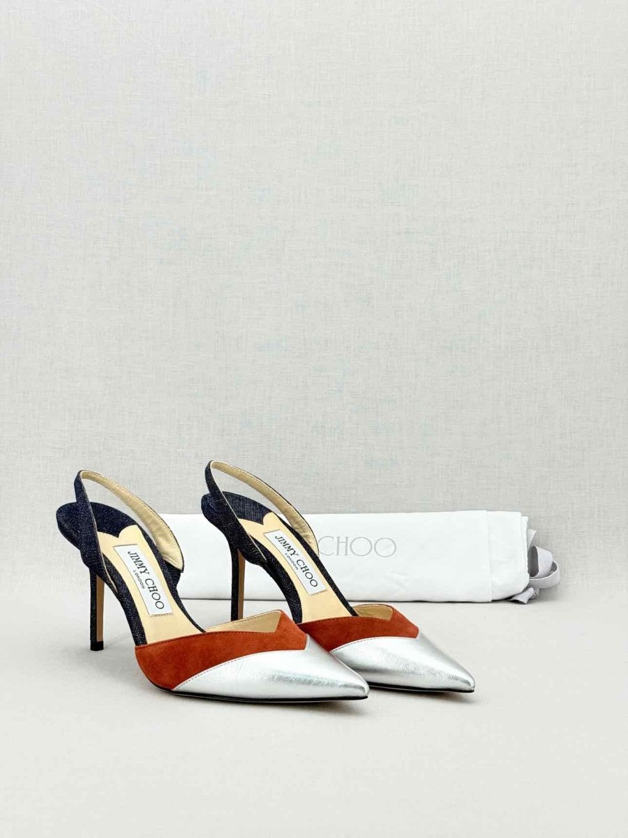 Pre - loved JIMMY CHOO multicolour metallic Size EU 38 Slingbacks at Reems Closet