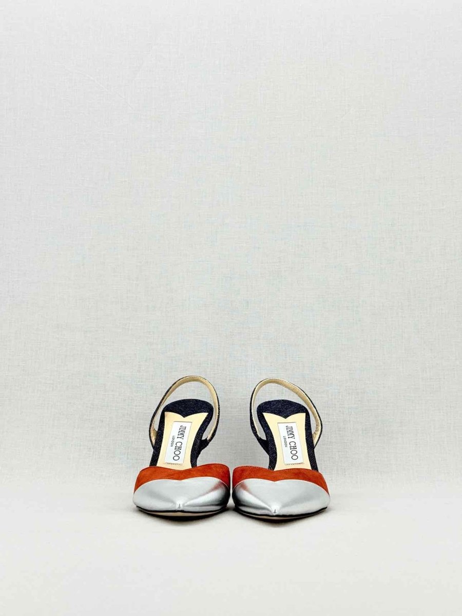 Pre - loved JIMMY CHOO multicolour metallic Size EU 38 Slingbacks at Reems Closet