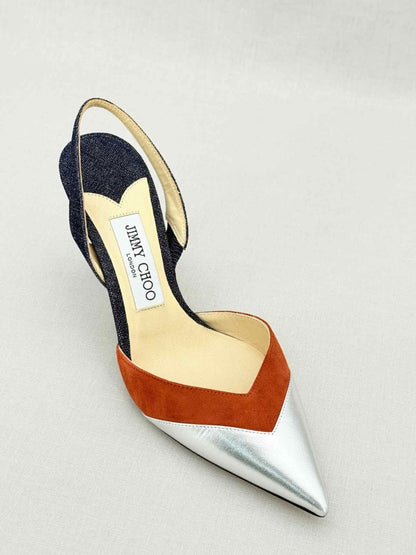 Pre - loved JIMMY CHOO multicolour metallic Size EU 38 Slingbacks at Reems Closet