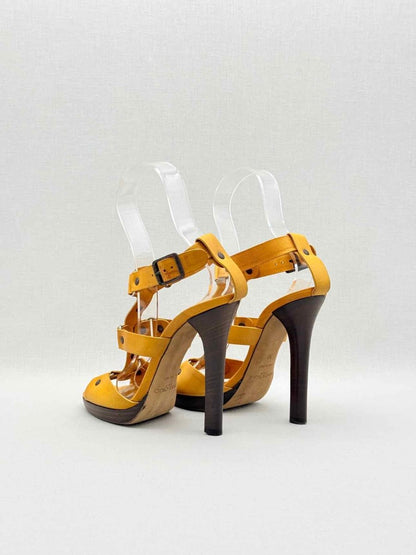 Pre-loved JIMMY CHOO Mustard Size EU 37 Heeled Sandals at Reems Closet