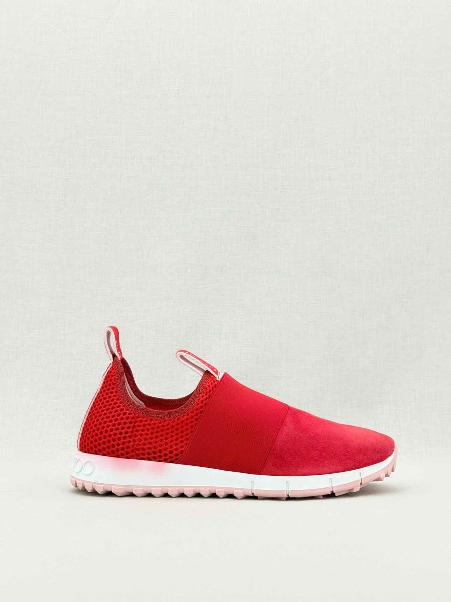 Pre - loved JIMMY CHOO Oakland Red Size EU 39.5 Sneakers at Reems Closet