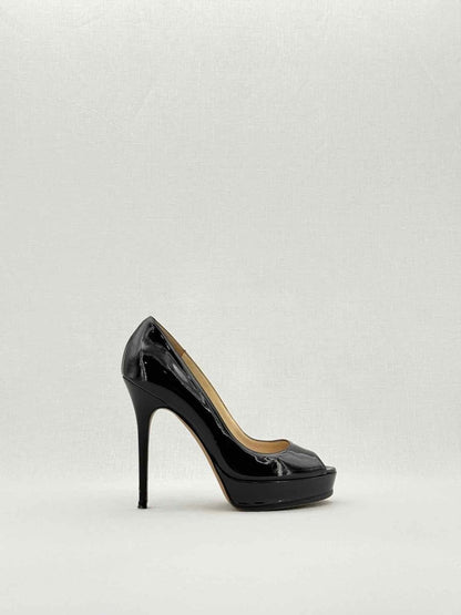 Pre - loved JIMMY CHOO Open Toe Black Size EU 39.5 Pumps at Reems Closet