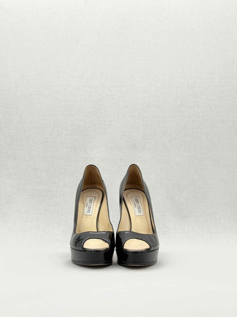 Pre - loved JIMMY CHOO Open Toe Black Size EU 39.5 Pumps at Reems Closet