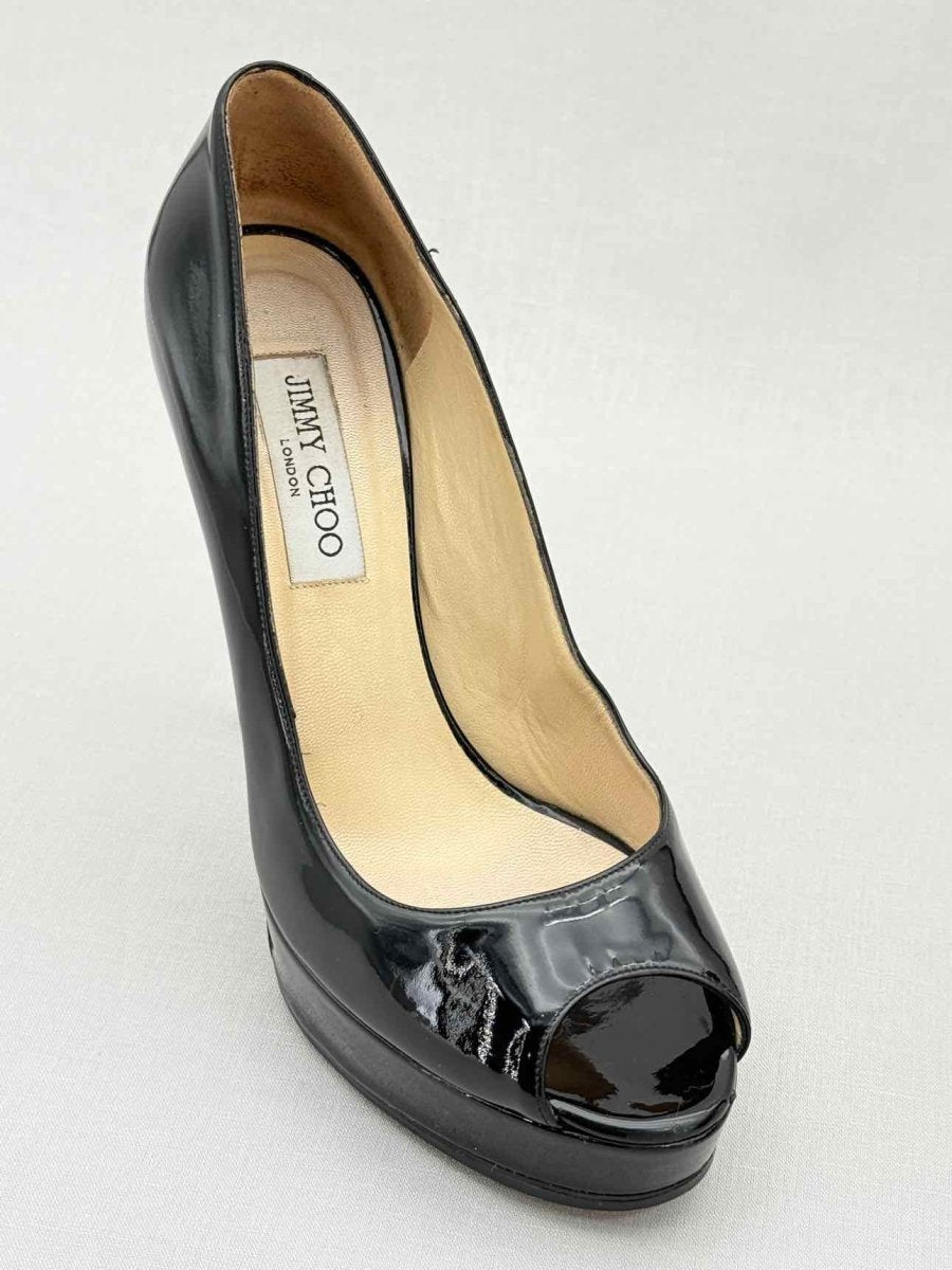 Pre - loved JIMMY CHOO Open Toe Black Size EU 39.5 Pumps at Reems Closet