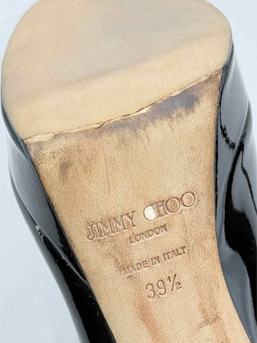 Pre - loved JIMMY CHOO Open Toe Black Size EU 39.5 Pumps at Reems Closet