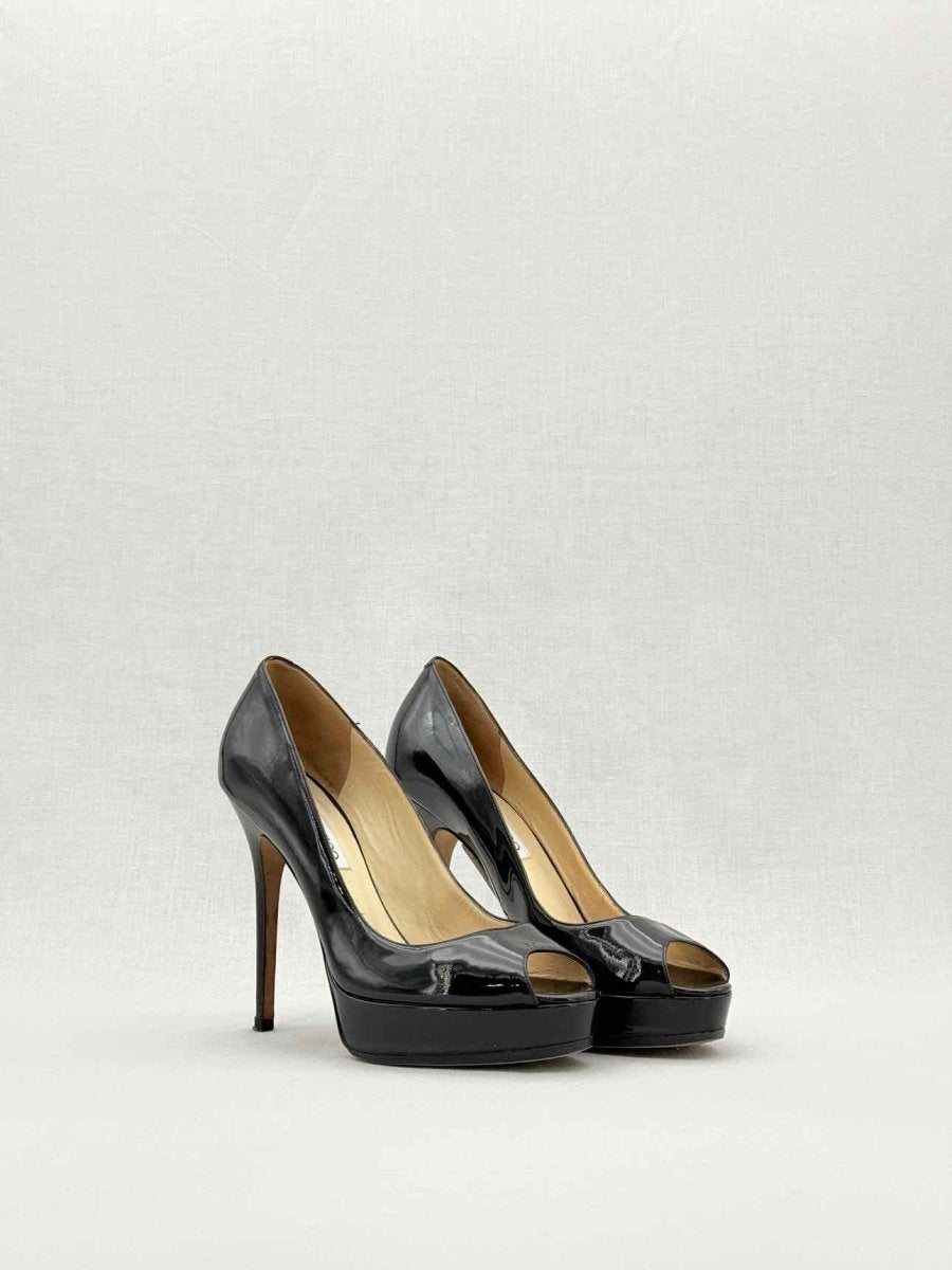 Pre - loved JIMMY CHOO Open Toe Black Size EU 39.5 Pumps at Reems Closet