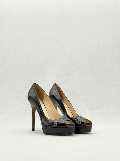 Pre - loved JIMMY CHOO Open Toe Black Size EU 39.5 Pumps at Reems Closet