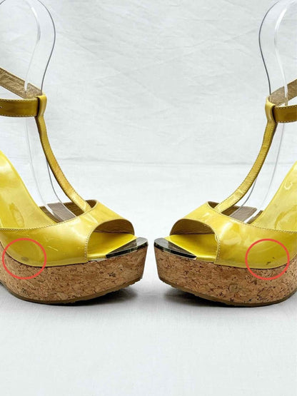 Pre - loved JIMMY CHOO Pania Yellow Size EU 39.5 Heeled Sandals at Reems Closet