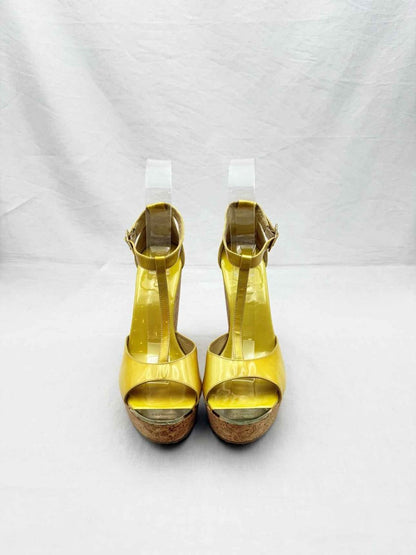 Pre - loved JIMMY CHOO Pania Yellow Size EU 39.5 Heeled Sandals at Reems Closet