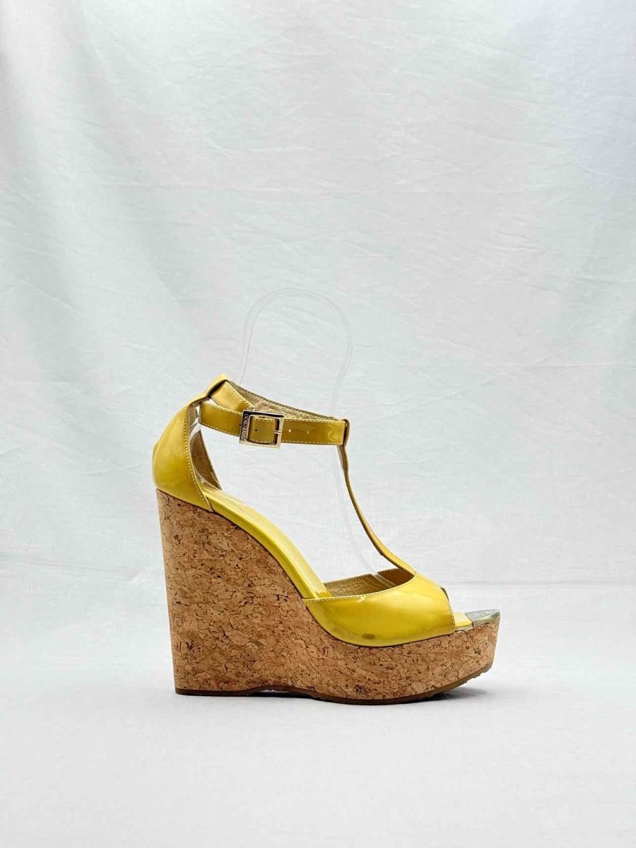 Pre - loved JIMMY CHOO Pania Yellow Size EU 39.5 Heeled Sandals at Reems Closet