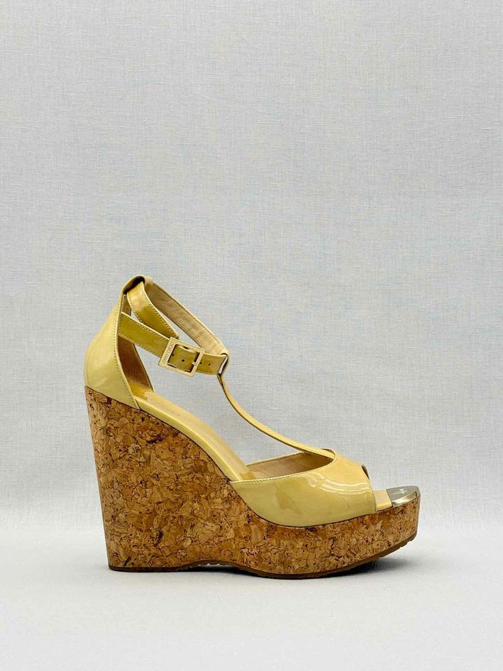 Pre - loved JIMMY CHOO Pela Yellow Size EU 41 Wedges at Reems Closet