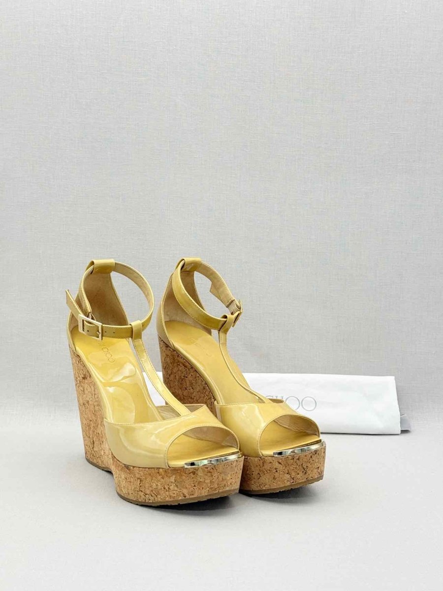 Pre - loved JIMMY CHOO Pela Yellow Size EU 41 Wedges at Reems Closet