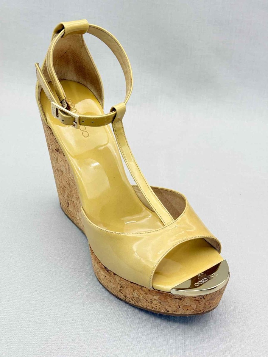 Pre - loved JIMMY CHOO Pela Yellow Size EU 41 Wedges at Reems Closet