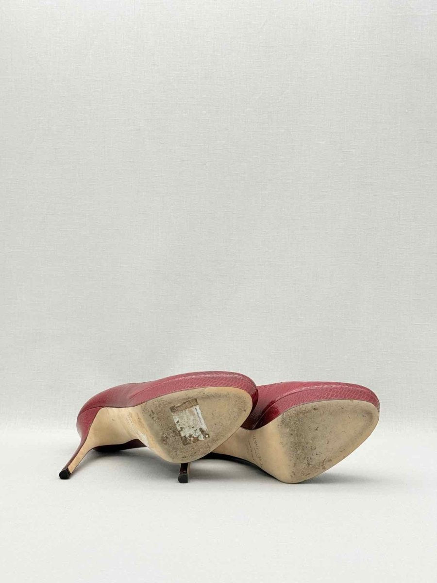 Pre-loved JIMMY CHOO Red Lizard Embossed Size EU 38.5 Pumps at Reems Closet