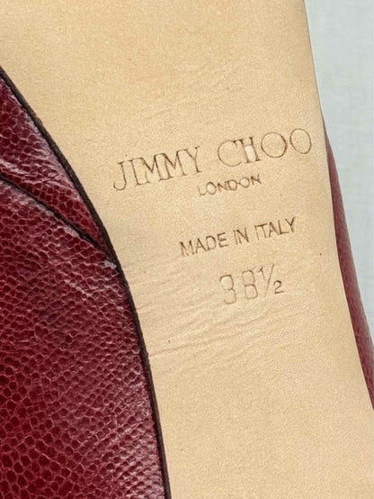 Pre-loved JIMMY CHOO Red Lizard Embossed Size EU 38.5 Pumps at Reems Closet