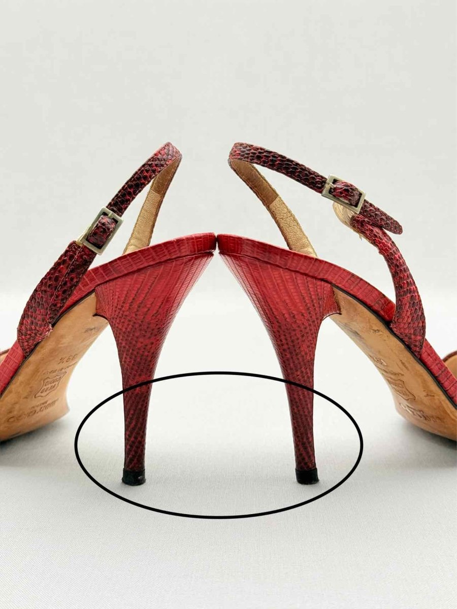 Pre-loved JIMMY CHOO Red Size EU 39.5 Heeled Sandals at Reems Closet