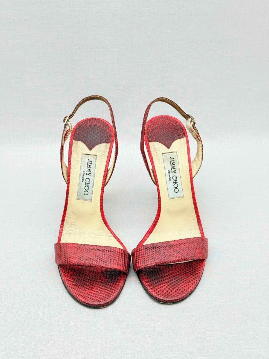 Pre-loved JIMMY CHOO Red Size EU 39.5 Heeled Sandals at Reems Closet
