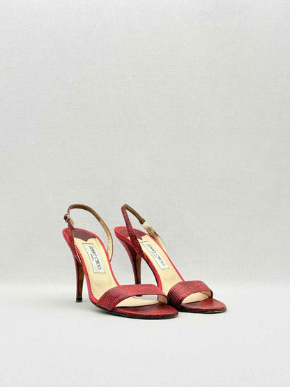 Pre-loved JIMMY CHOO Red Size EU 39.5 Heeled Sandals at Reems Closet