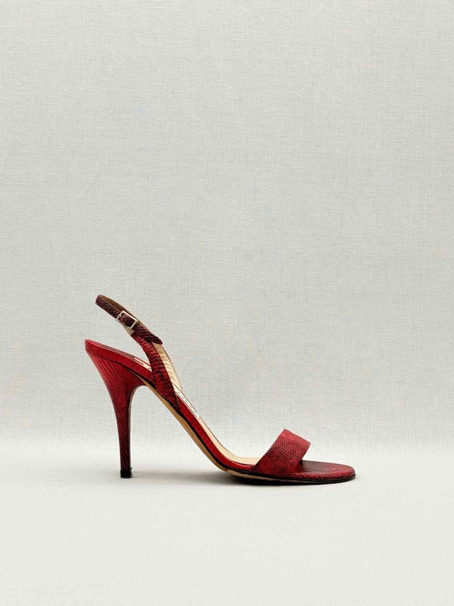 Pre-loved JIMMY CHOO Red Size EU 39.5 Heeled Sandals at Reems Closet