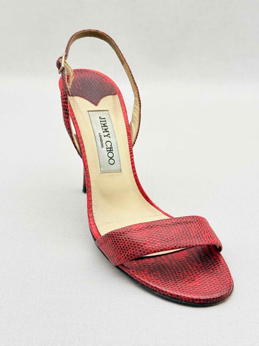 Pre-loved JIMMY CHOO Red Size EU 39.5 Heeled Sandals at Reems Closet