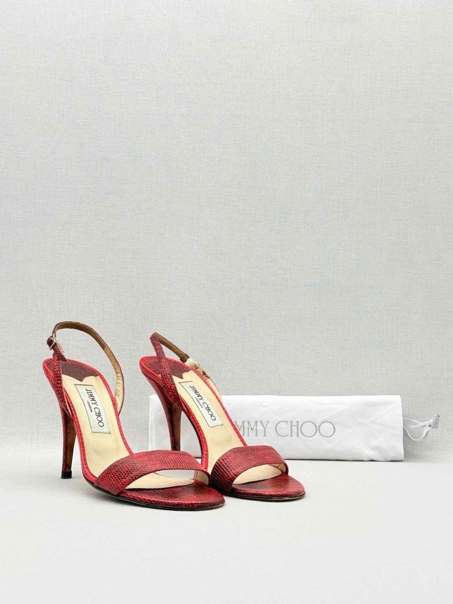 Pre-loved JIMMY CHOO Red Size EU 39.5 Heeled Sandals at Reems Closet