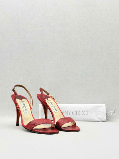 Pre-loved JIMMY CHOO Red Size EU 39.5 Heeled Sandals at Reems Closet