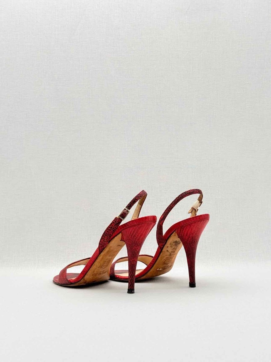 Pre-loved JIMMY CHOO Red Size EU 39.5 Heeled Sandals at Reems Closet