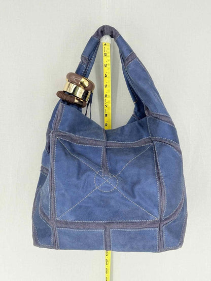 Pre - loved JIMMY CHOO Saba Blue Patchwork Hobo bag at Reems Closet