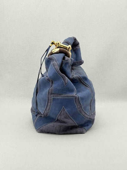 Pre - loved JIMMY CHOO Saba Blue Patchwork Hobo bag at Reems Closet