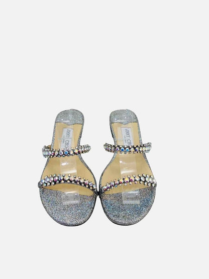 Pre - loved JIMMY CHOO Silver Multicolor Sandals 37 at Reems Closet