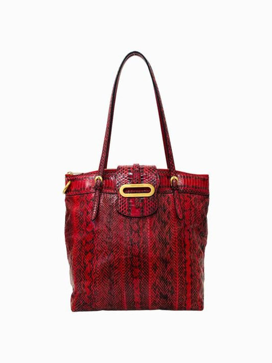 Pre - loved JIMMY CHOO Snakeskin Red & Black Shoulder Bag at Reems Closet