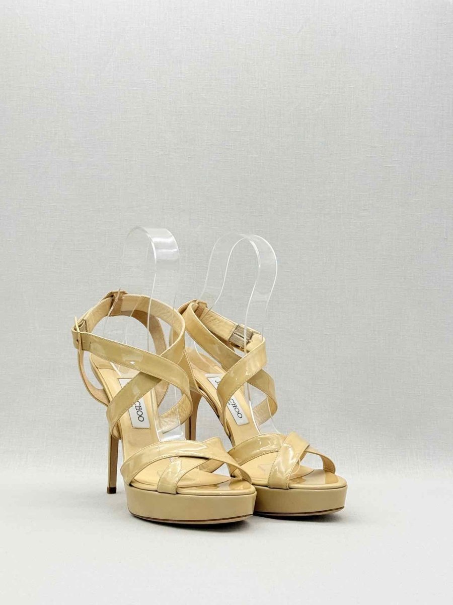 Pre-loved JIMMY CHOO Vamp Beige Size EU 40.5 Platform Sandals at Reems Closet