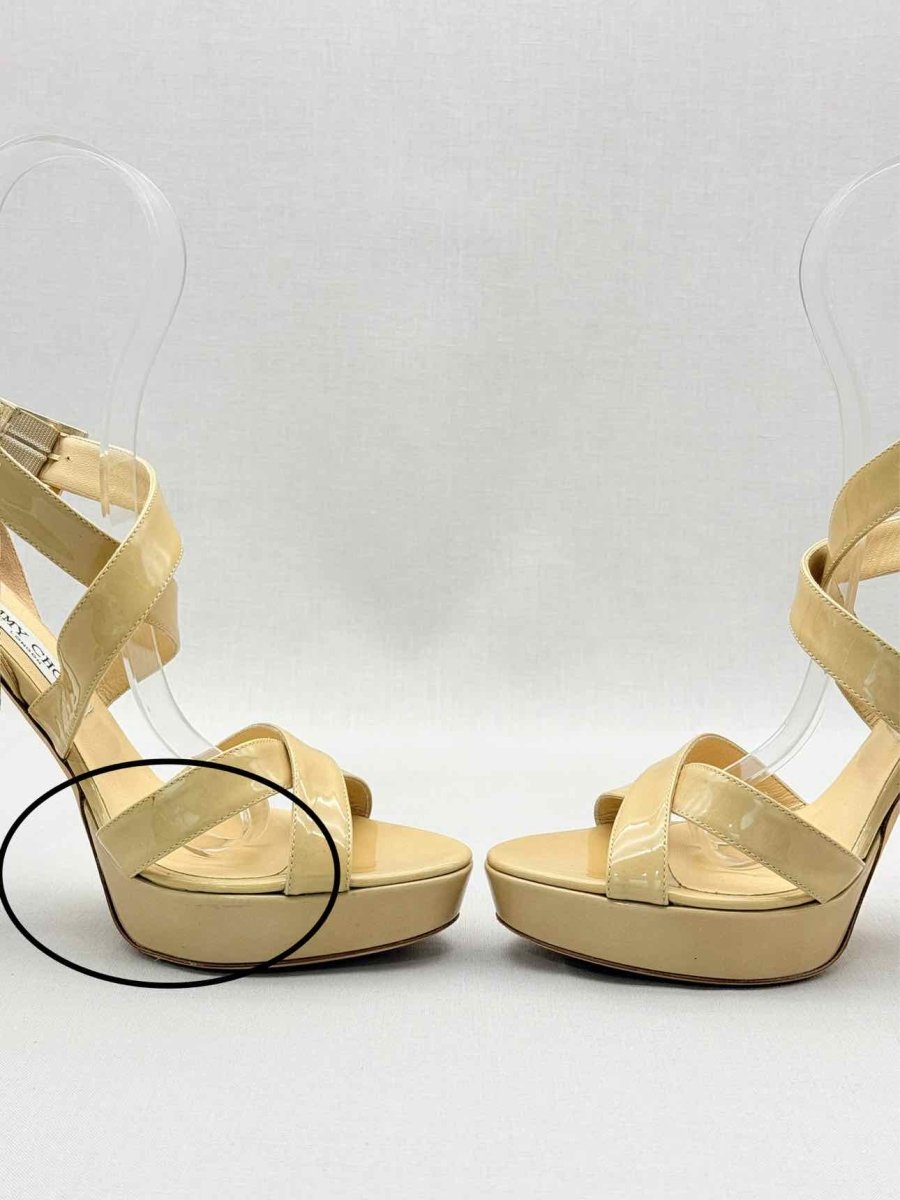 Pre-loved JIMMY CHOO Vamp Beige Size EU 40.5 Platform Sandals at Reems Closet