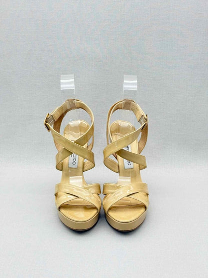 Pre-loved JIMMY CHOO Vamp Beige Size EU 40.5 Platform Sandals at Reems Closet
