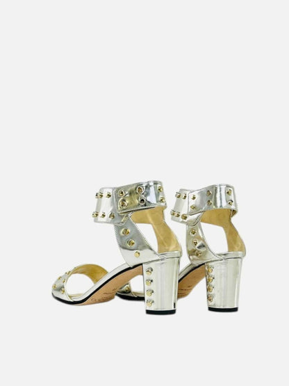 Pre - loved JIMMY CHOO Veto 65 Silver Heeled Sandals 35 at Reems Closet